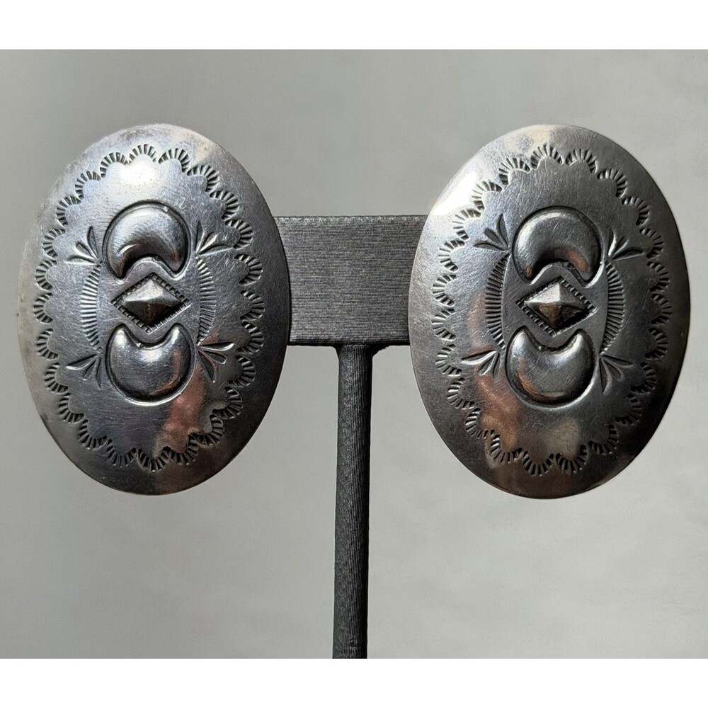Vintage Sterling Silver Conch Clip On Earrings